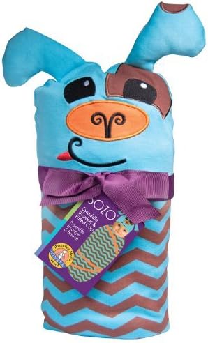 Sozo Baby-Boys Newborn Chevron Puppy Swaddle Blanket and Cap Set, Blue/Tan, One Size by Sozo