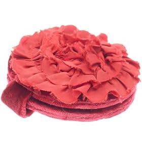 Lua Double Compact Mirror in Red Velvet Ruffle
