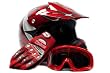 Youth Motocross ATV Dirt Bike MX Helmet, Gloves and Goggles Red Spiderman (Large)