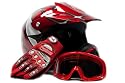 Youth Motocross ATV Dirt Bike MX Helmet, Gloves and Goggles Red Spiderman (Large)