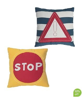 boy's red stop sign cushion - 2pk