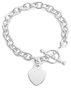 Silver Oval Belcher Heart T-Bar 7.5"  Bracelet