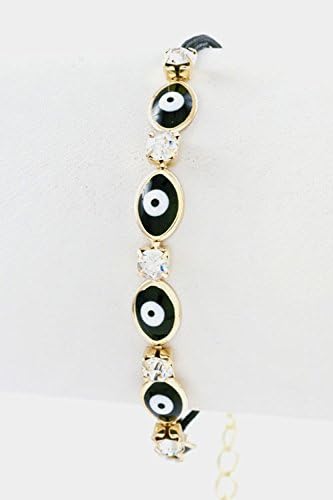 GlitZ Finery Evil Eye with Rhinestone Station Bracelet (Black)