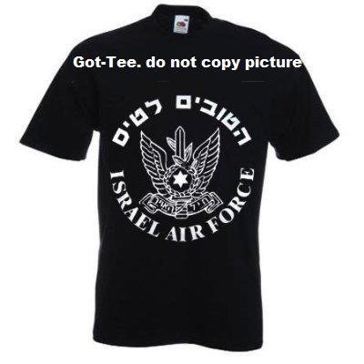 Israel Army Military Air Force Logo T-shirt Hebrew Black Size L