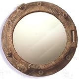 Wooden Nautical Porthole Mirror