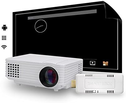 Multimedia Projector Mini Portable LED LCD home theater projector COMPLETE PACKAGE with Wi-Fi SmartStick Custom Android PC Mini Computer (Custom Projection Screen Options)