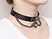 Gothic Style Faux Leather Collar Choker Necklace with Heart Lock Dangle Pendant