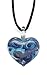 Hand-Blown Blue Swirl Murano Glass Heart with Platinum on 18" Cord