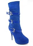 Buckled Round Toe Stiletto Platform Boot