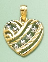 Gold Charm Heart Cut-out With Stars And Stripes