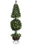 Pack of 2 - 4' Artificial Cone & Ball Topiary Trees with Fleur-De-Lis Finial
