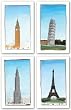 World Landmark Set by Paul Gibson 8"x14" Art Print Poster