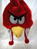 Red Bomber Bird Plush Hat - Cozy w Ear Covers