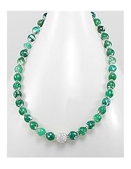 Green Agate Necklace In Brass