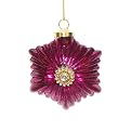 Glass Snowflake Brooch Ornament - Berry