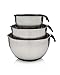Francois et Mimi 16/20/24cm Food-Grade 3-Piece Stainless Steel Mixing Bowl Set with Easy-Grip Silicone Handles and Lids, with pour spouts Mixing Bowls