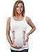 Tstars Baseball Laces Funny Pregnancy Announcement Baseball Maternity Tank Top Medium White