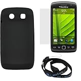 GTMax Black Soft Silicone Case + Clear LCD Screen Protector for Blackberry  ....