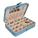 "Maria" Mele & Co. Plush Fabric Jewelry Box and Ring Case with Twenty-Four Sections in Sky Blue