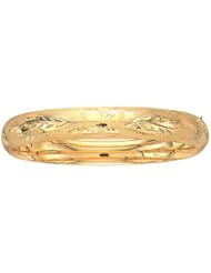 8" 14K Yellow Gold 10.0mm (3/8") Flourentine Round Domed Classic Bangle Bracelet w/ Clasp