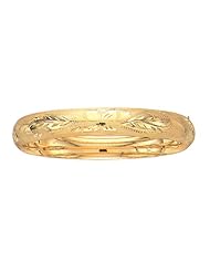 7" 14K Yellow Gold 10.0mm (3/8") Flourentine Round Domed Classic Bangle Bracelet w/ Clasp