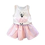 Ochine 女の子　サンマー　スウィートバレエTシャツ+ショートスカート　セットアップ 子供洋服　誕生日　入学式　子供の日　三五七　遊園地　演奏会に (M、2-3歳)