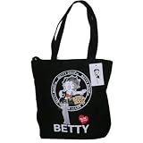 Betty Boop Tote Bag in Black - Officially Licensed Large Totebag Novelty Item; Great Gift Idea.