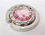 Light Pink Crystal Surrounded By Diamonds Foldup Hand Bag Purse Hook Hanger