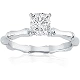 0.70 Ct Cushion Cut Bone Vintage Solitaire Diamond Engagement Ring SI2-F Color