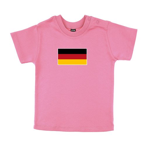 Baby – Kleinkinder T-Shirt – Deutschlandfahne in SCHWARZ-ROT-GOLD – Textil sorbet / Motiv farbig Gr. 3-6 Monate