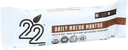 New - 22 Days Nutrition Organic Protein Bar - Daily Mocha Mantra - Case of 12 - 1.7 oz Bars