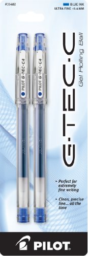 Pilot G-Tec-C Gel Rolling Ball Pen, Ultra Fine Point, 2-Pack, Blue Ink (35482)