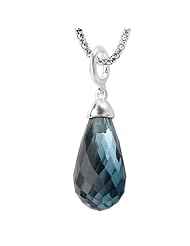 925 Sterling Silver High-Polish Finish London Blue Topaz Briolette Pendant