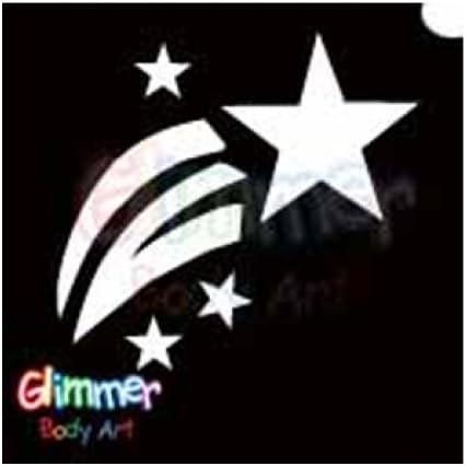 Glimmer Body Art Glitter Tattoo Stencils - Shooting Star (5/pack)