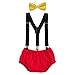Baby Boys First Birthday Adjustable Y Back Elastic Clip Suspenders Cake Smash Outfit Tuxedo Pre-tied Bloomers Bowtie set