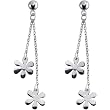 Sterling Silver Earring Post With Flower Dangles