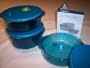 Tupperware Vent N Serve Micro Round 3 Bowl Set NEW Blue