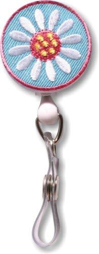 Daisy Flower Embroidered Retractable Badge Holder