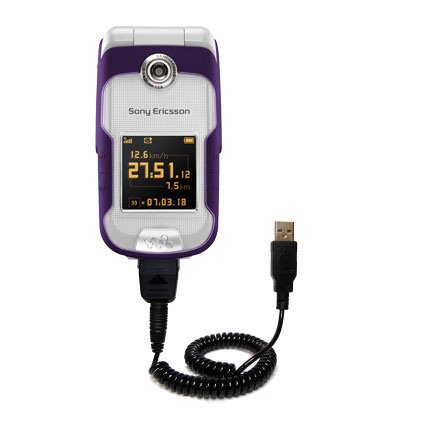 Coiled Power Hot Sync and Charge USB Data Cable w/ Tip Exchange for the Sony Ericsson W710i - Gomadic Brand