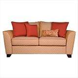 Crawford Sofa in Mango Art Deco with Papaya Pillows Crawford Sofa in Mango Art Deco with Papaya Pillows