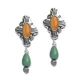 Search : Orange Spiny Shell and Green Turquoise Earrings