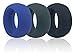 Silicone Wedding Ring 3 Pack - Men's Set of 3 Flexible Safety Comfort Wedding Band Rings in Black, Navy Blue, & Dark Gray Sleek 9mm Durable Comfortable Bands for Active Men