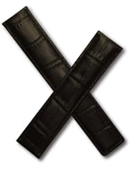 WSW Black Alligator-style leather watchband to fit TAG Heuer Carrera models listed below