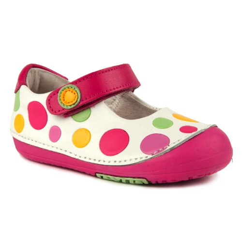 Momo Baby Girls First Walker/Toddler Rainbow Dots Mary Jane Leather Shoes
