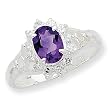 Sterling Silver Amethyst And CZ Ring