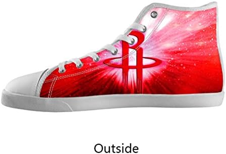 Blues Women's White High Top Canvas Shoes NBA Houston Rockets LOGO Canvas Shoes -6M US