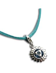 Shanti Boutique Throat Chakra Necklace Turquoise Adjustable 16-17" Sterling silver & Ultra-suede