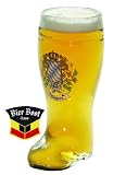 1 Liter Bavarian Crest Glass Beer Boot - 35 oz. by Oktoberfest Haus