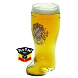 1 Liter Bavarian Crest Glass Beer Boot - 35 oz. by Oktoberfest Haus