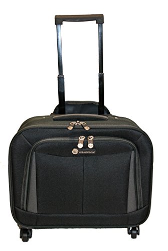 4 Wheel Laptop Tablet Bag Cabin Luggage Overnight Travel Case Business Suitcase Black (17inch)